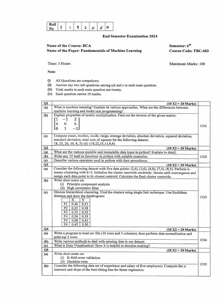 Tbc603 Endsem 2024 Jun | PDF