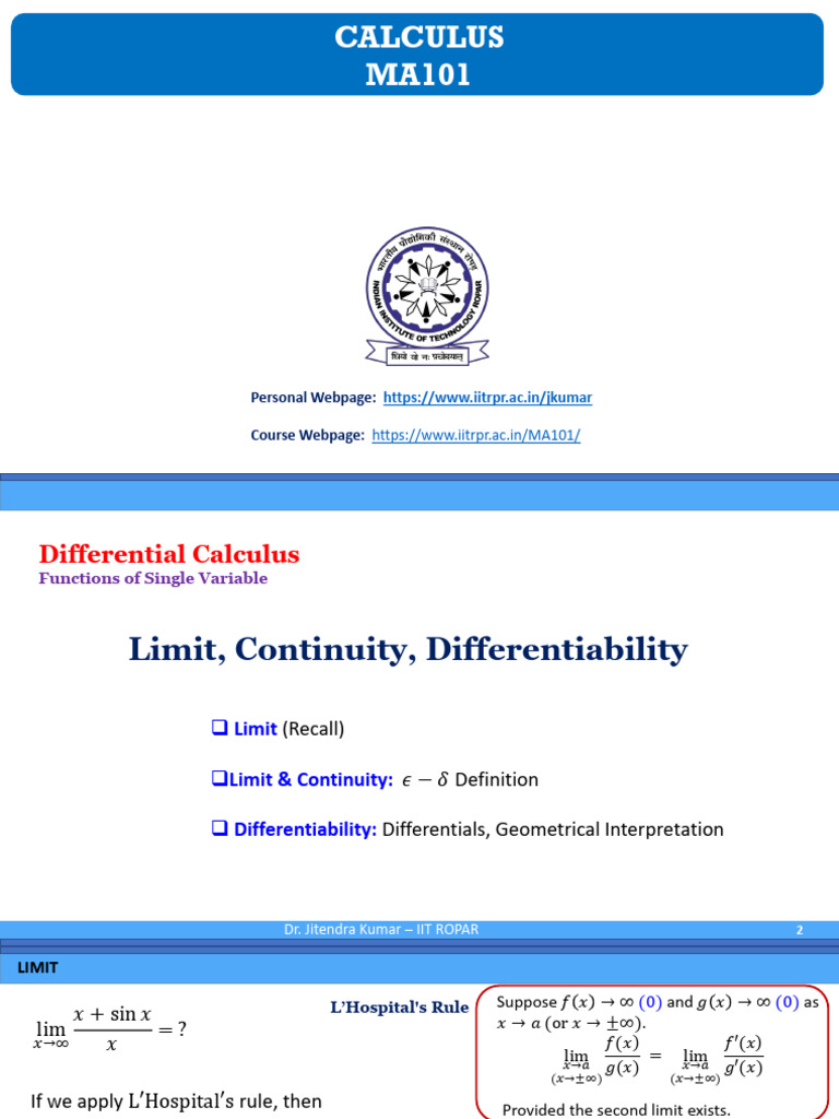 Calculus Limits and Differentiability | PDF | Function (Mathematics ...