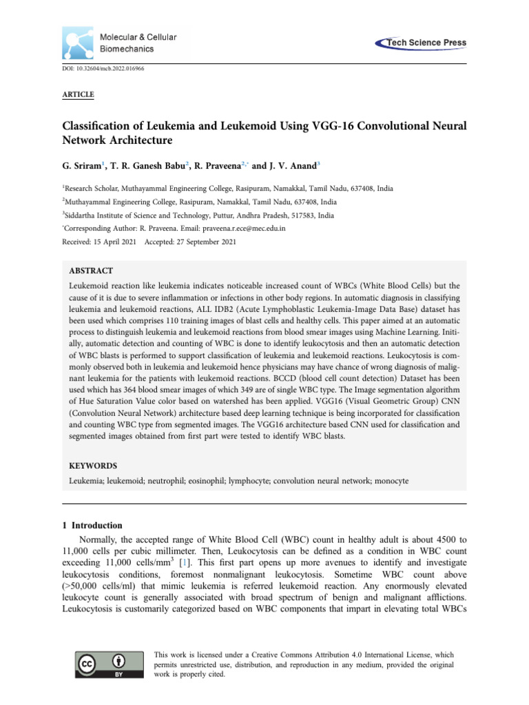 Classification of Leukemia and Leukemoid Using VGG | PDF | White Blood ...