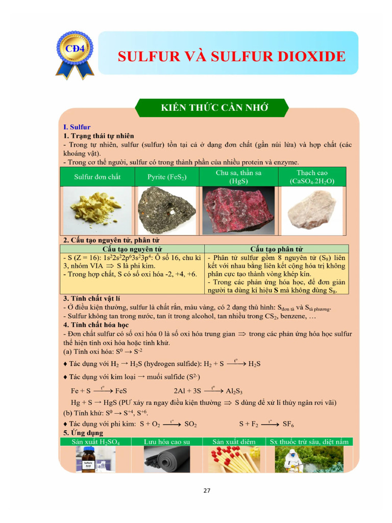 Bài 7 - Sulfur Và Sulfur Dioxid | PDF