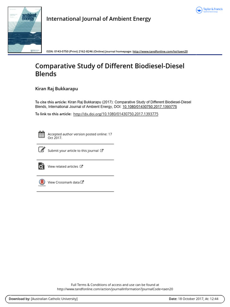 Biodiesel-Diesel Blend Comparison Study | PDF | Biodiesel | Diesel Fuel