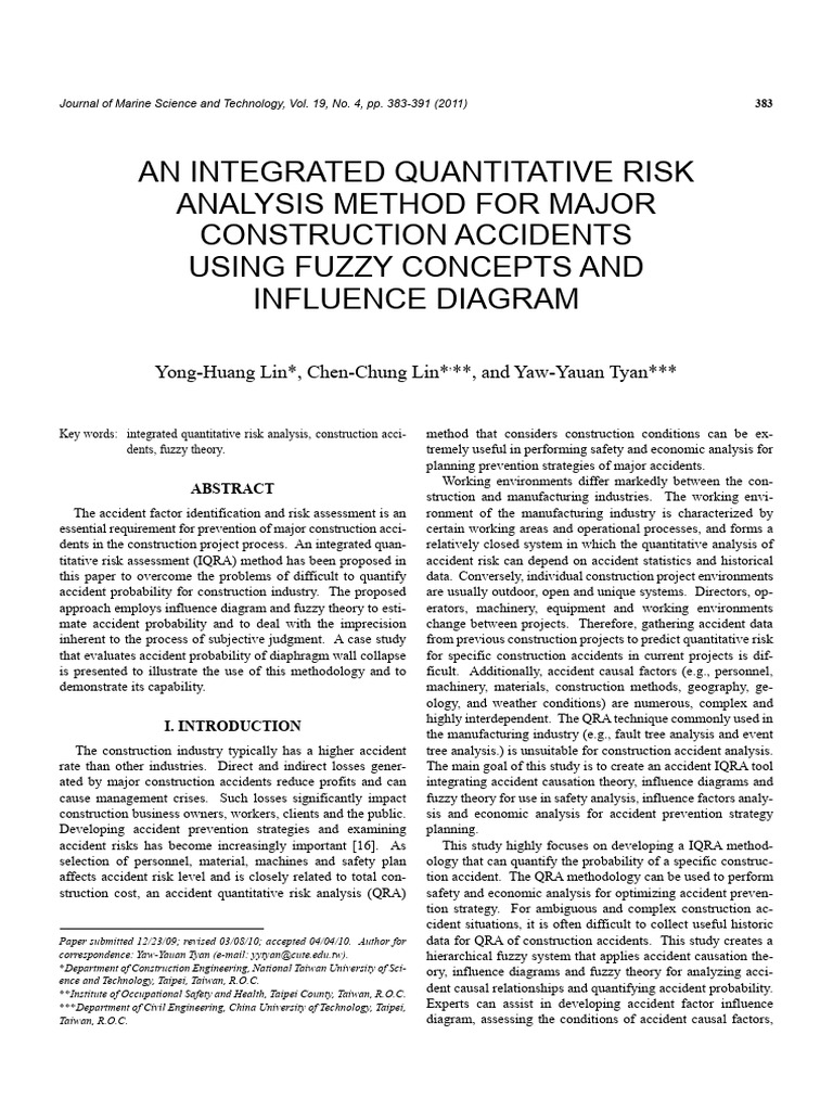 Fuzzy Risk Analysis for Construction Accidents | PDF | Risk | Fuzzy Logic