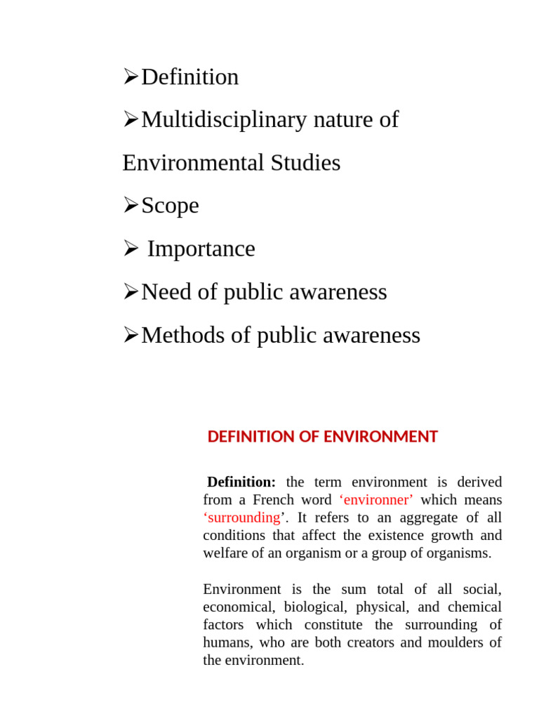 Overview of Environmental Studies | PDF | Natural Environment | Nature