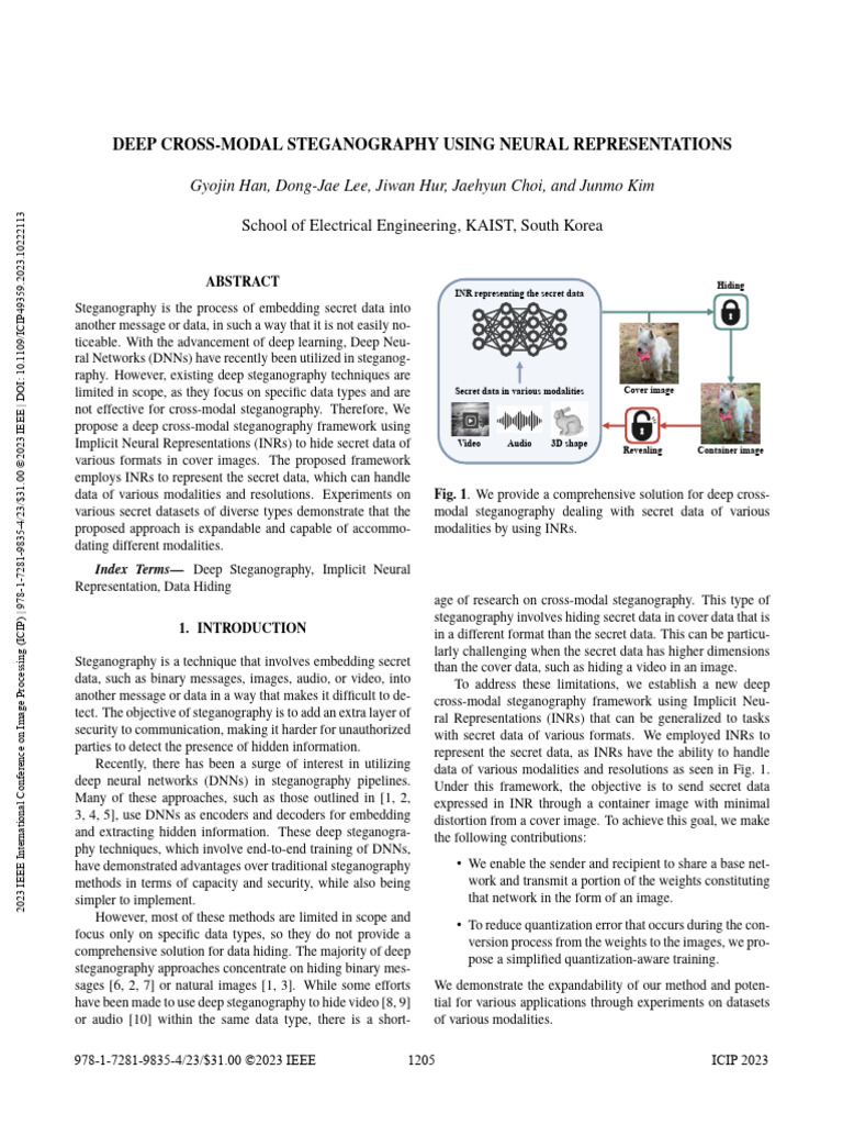 Deep Cross-Modal Steganography Using Neural Representations | PDF ...