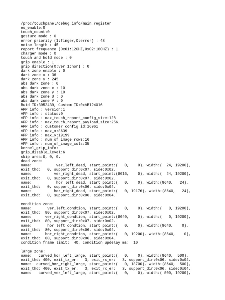 Touch Panel Debug Info Report | PDF