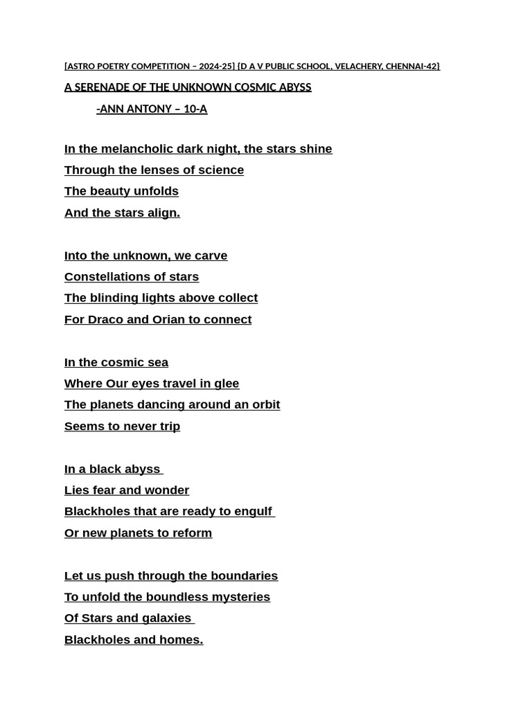 A Poem On Astronomy | PDF