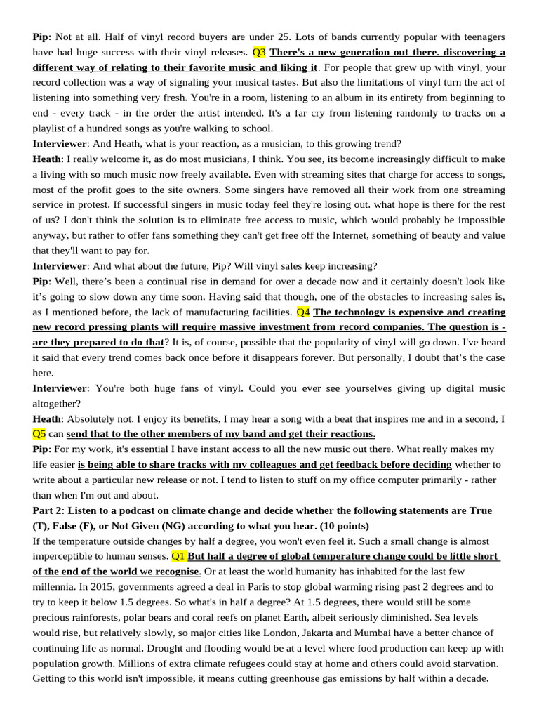 Listening Tapescript | PDF | Climate Change | Physical Geography