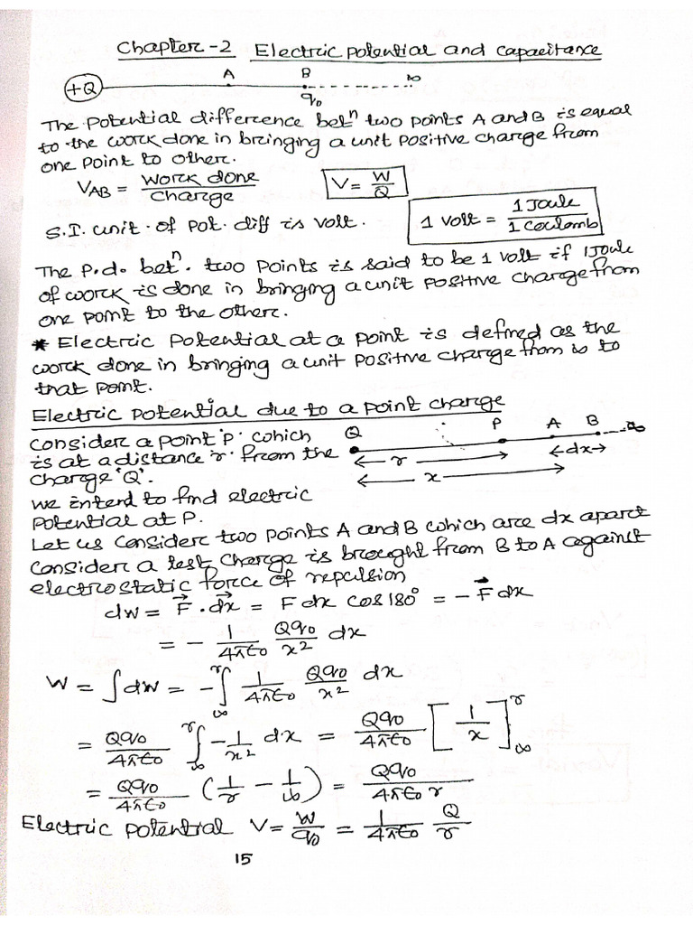 Electric Potential & Capacitance XII Notes by Ashis Sir | PDF