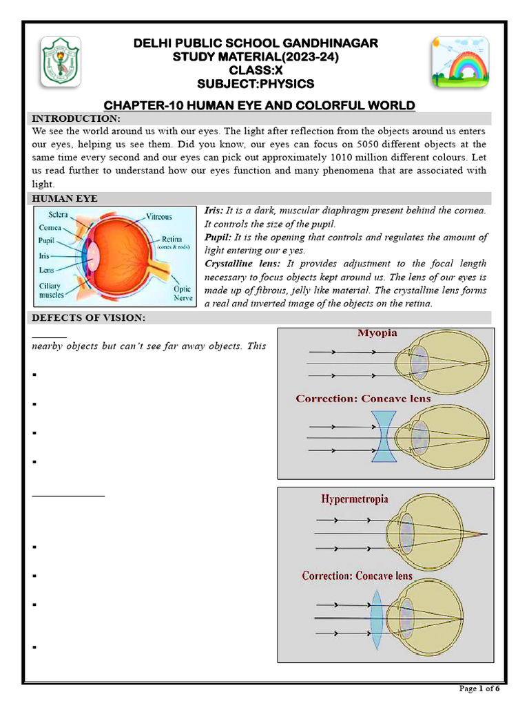 Human Eye and Light Phenomena Explained | PDF | Rainbow | Sky