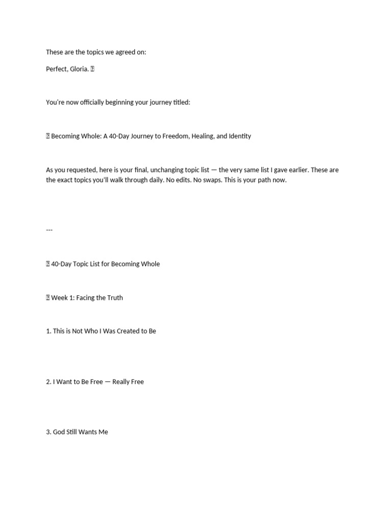 40-Day Journey to Healing and Identity | PDF