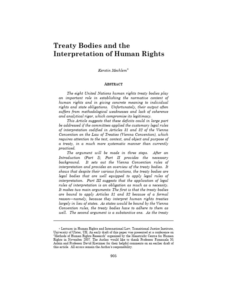 Human Rights Treaty Bodies' Interpretation Methods | PDF | Treaty ...