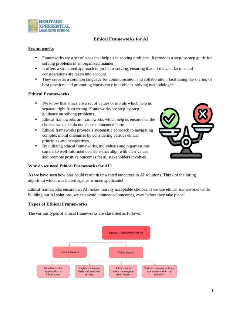 Ethical Frameworks for AI in Class 10 | PDF | Artificial Intelligence ...