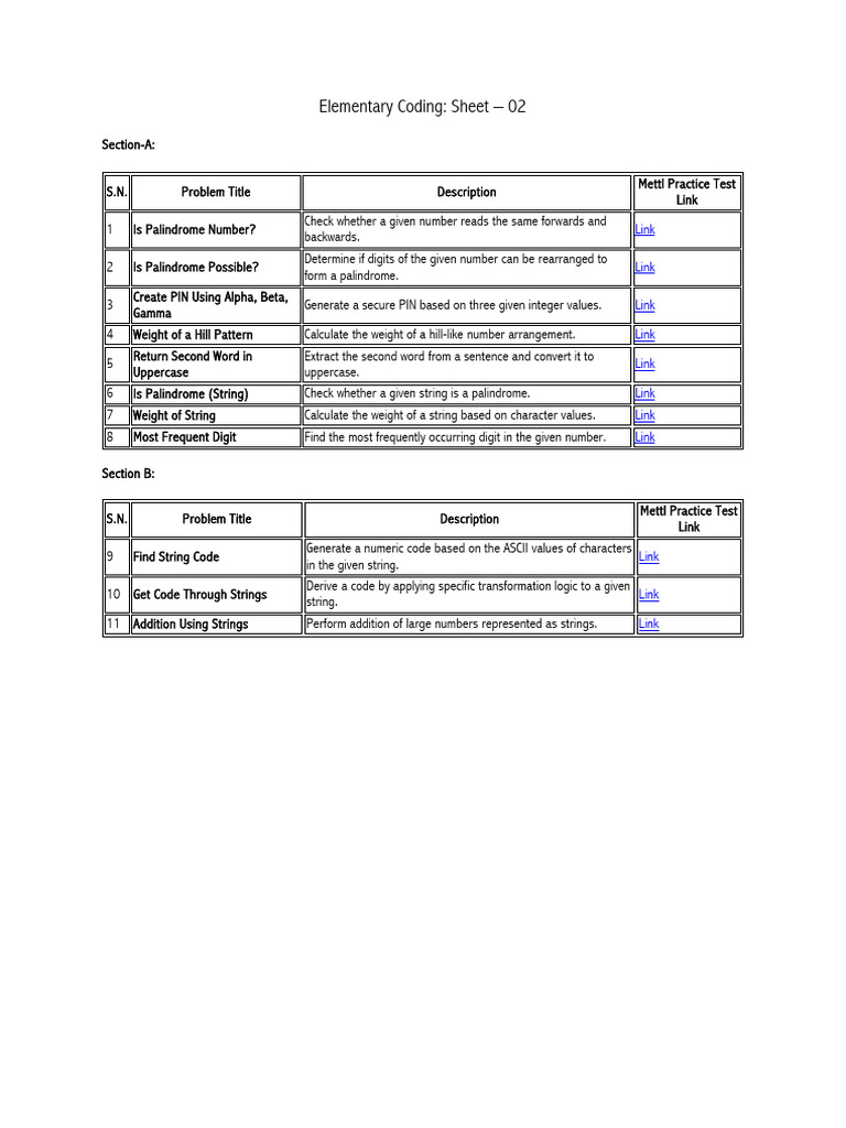 Elementary Coding Practice Problems | PDF | String (Computer Science ...