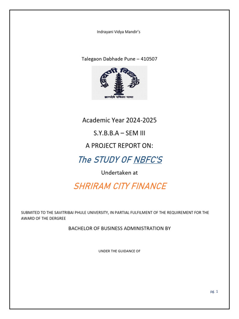 The Study of NBFC (Finance Project) Prem | PDF | Non Bank Financial ...