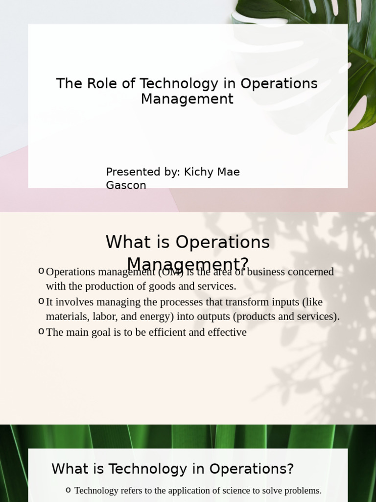 Technology's Impact on Operations Management | PDF | Automation ...