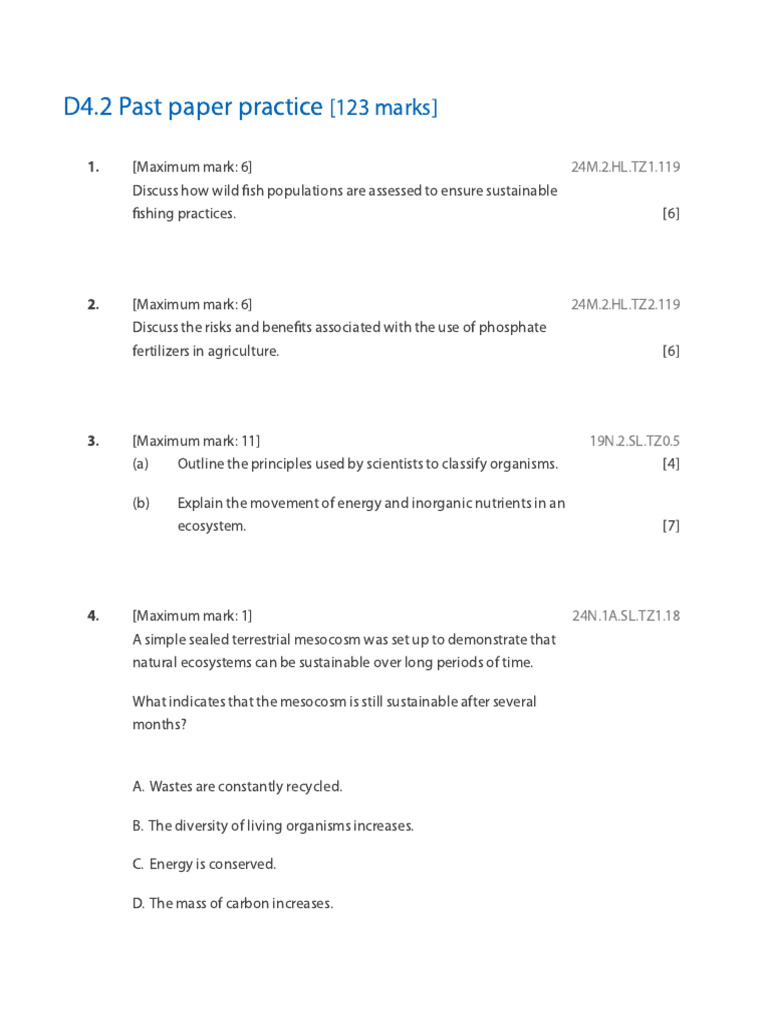 D4.2 Past Paper Practice | PDF | Drosophila Melanogaster | Spruce