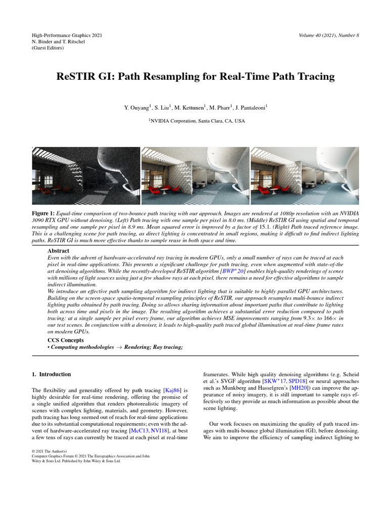 ReSTIR GI: Efficient Path Sampling | PDF | Rendering (Computer Graphics ...