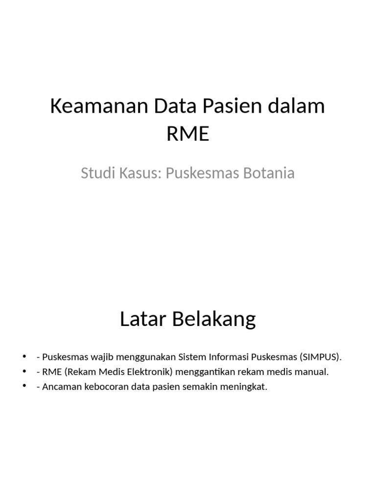 Keamanan Data Pasien di RME Puskesmas | PDF