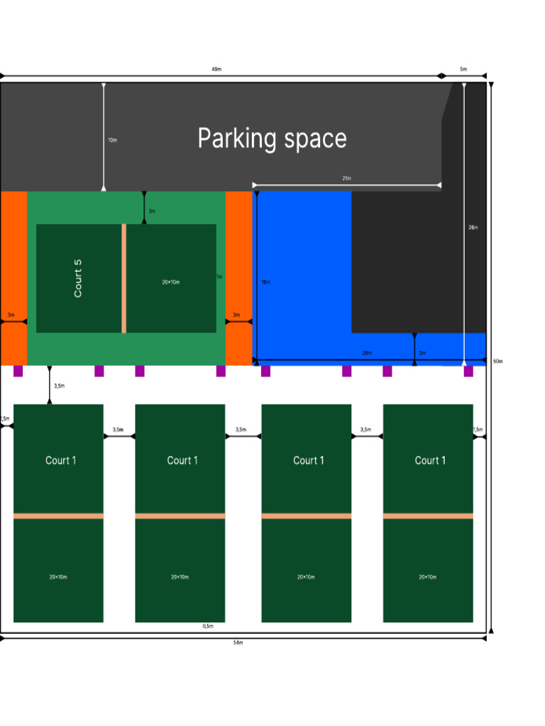 Court Dimensions and Parking Layout | PDF