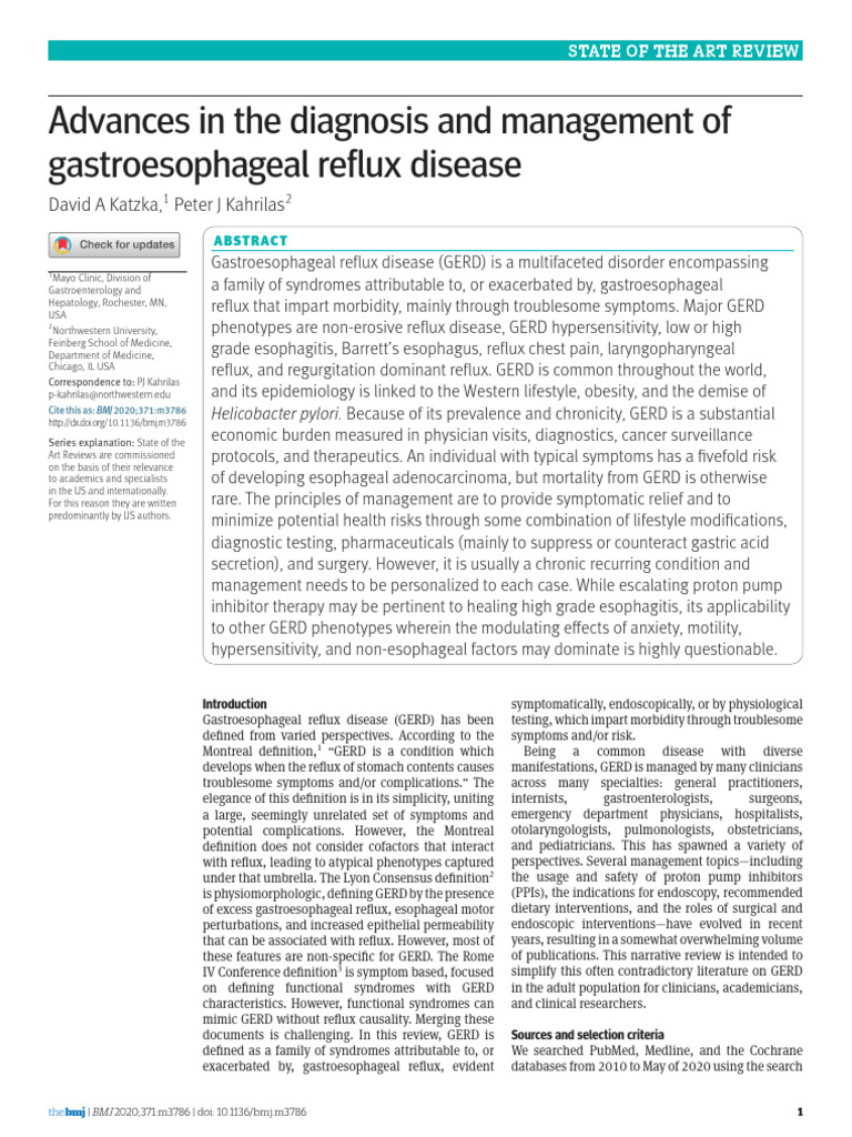 Advances in GERD Diagnosis and Management | PDF | Gastroesophageal ...