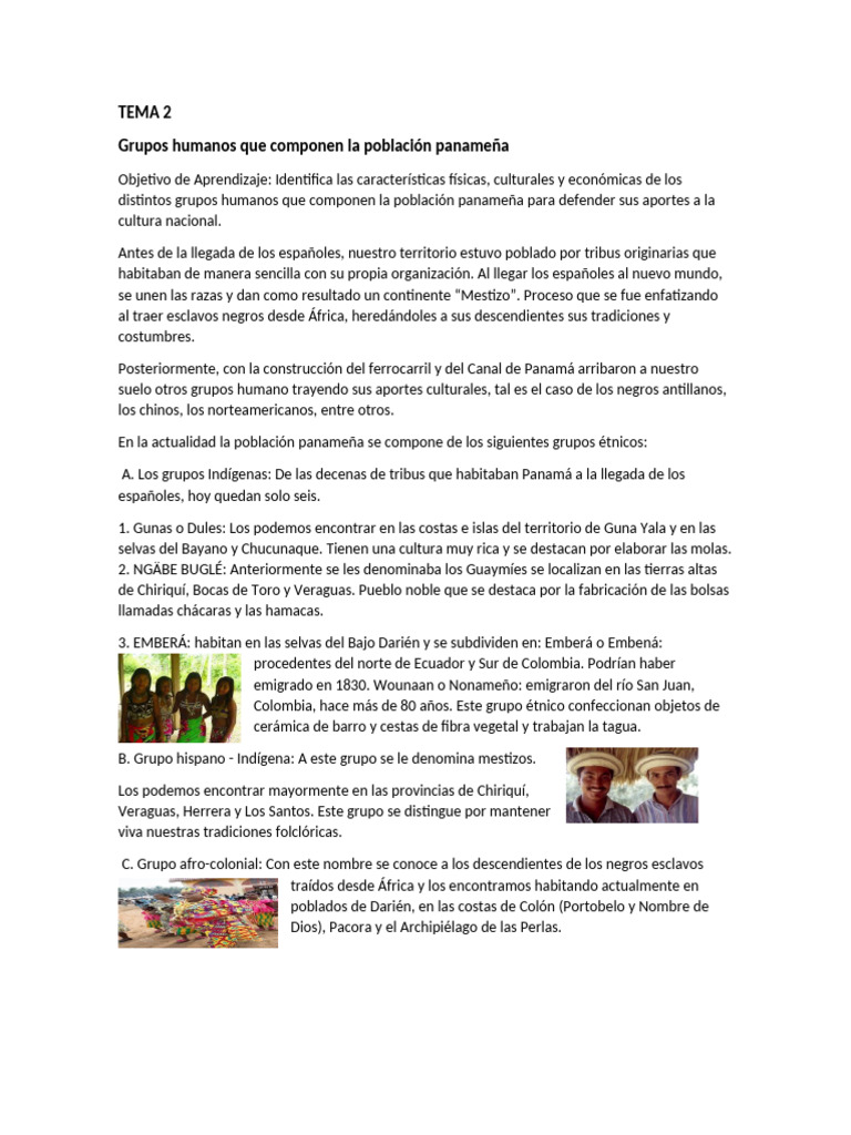 2do Trimestre Tema - 2 Martínez Angela 7.A | PDF | Panamá | Etnicidad
