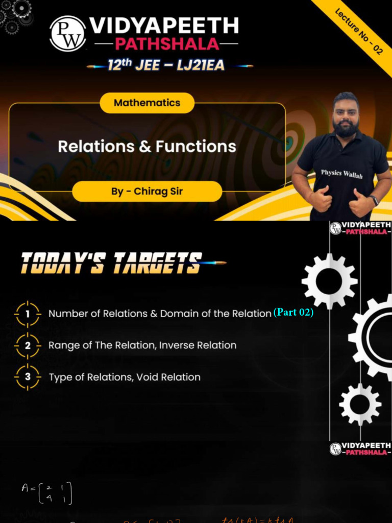Relations and Functions - 02 - Class Notes - Pathshala 12th JEE 2025 ...