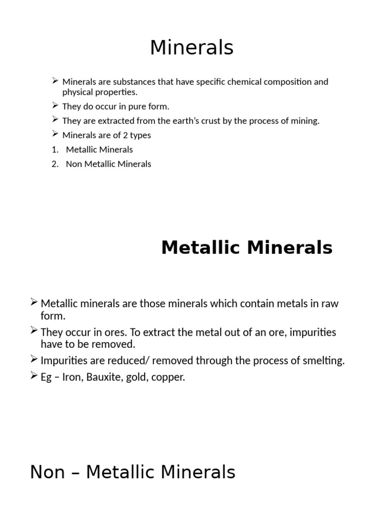 Types and Extraction of Minerals | PDF | Mining | Metals