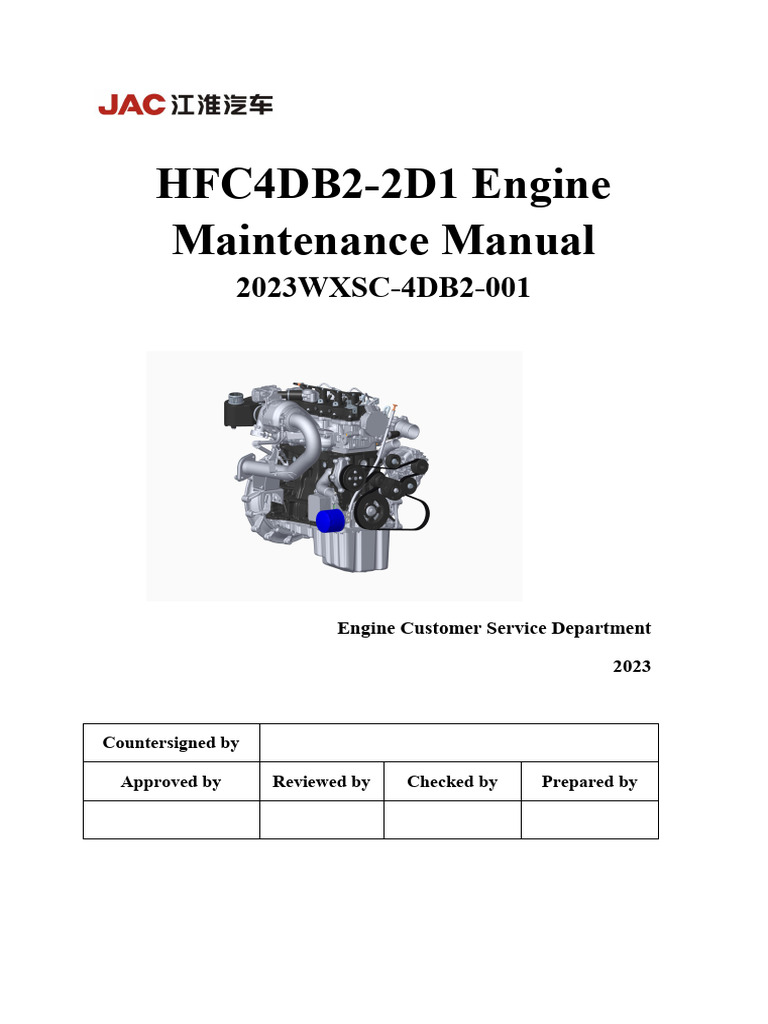 HFC4DB2-2D1 Engine Maintenance Guide | PDF | Piston | Diesel Engine