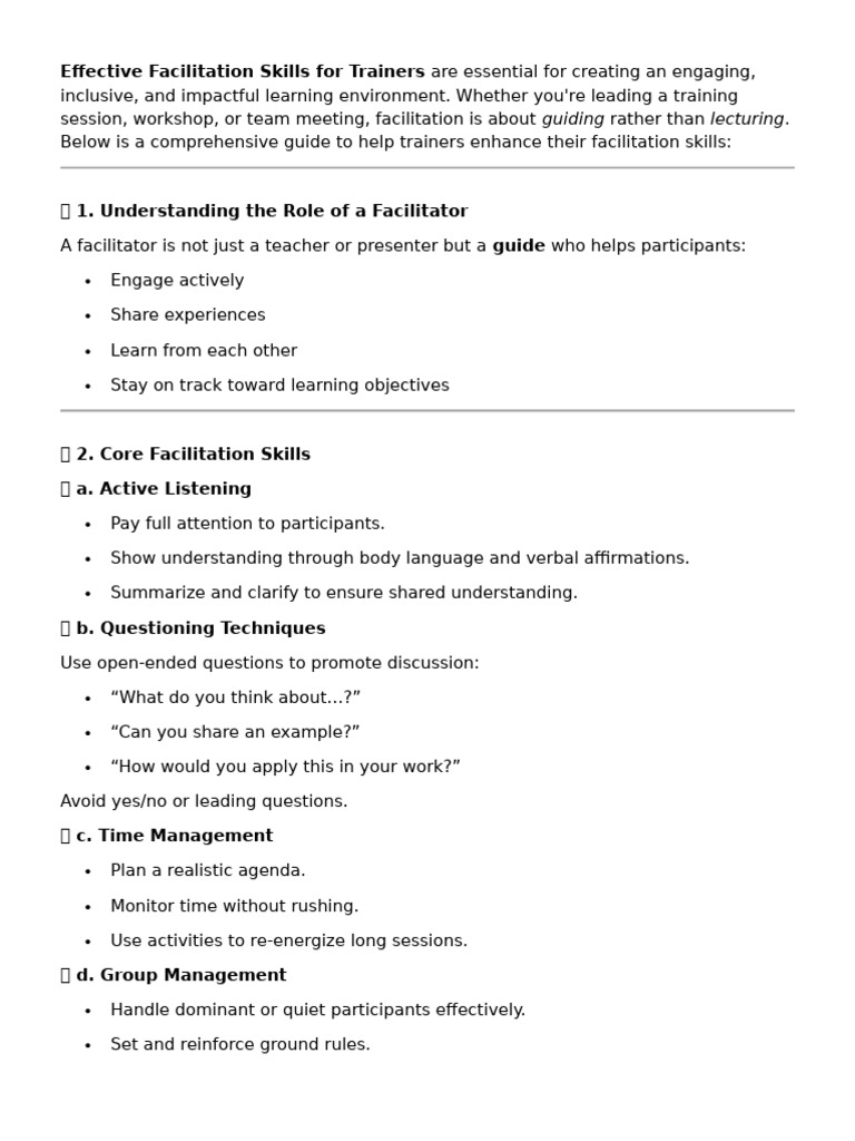 Effective Facilitation Skills For Trainers Are Essential For Creating ...