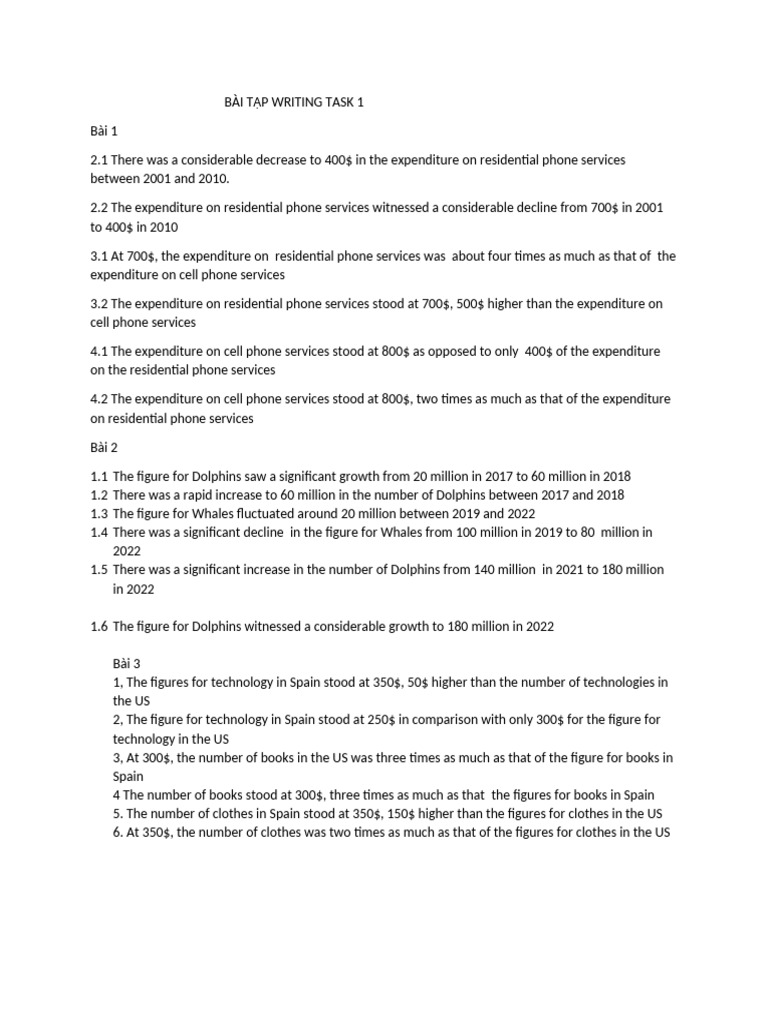 Bài Tập Writing Task 1 | PDF