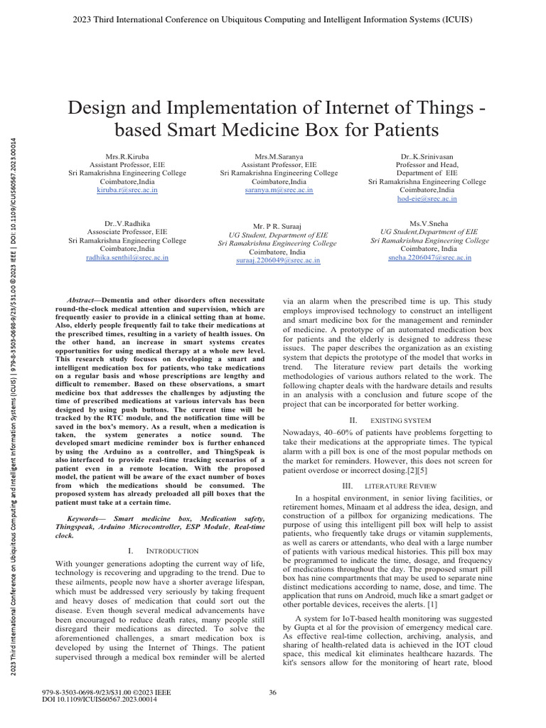 Smart Medicine Box for Elderly Care | PDF | Internet Of Things | Diode