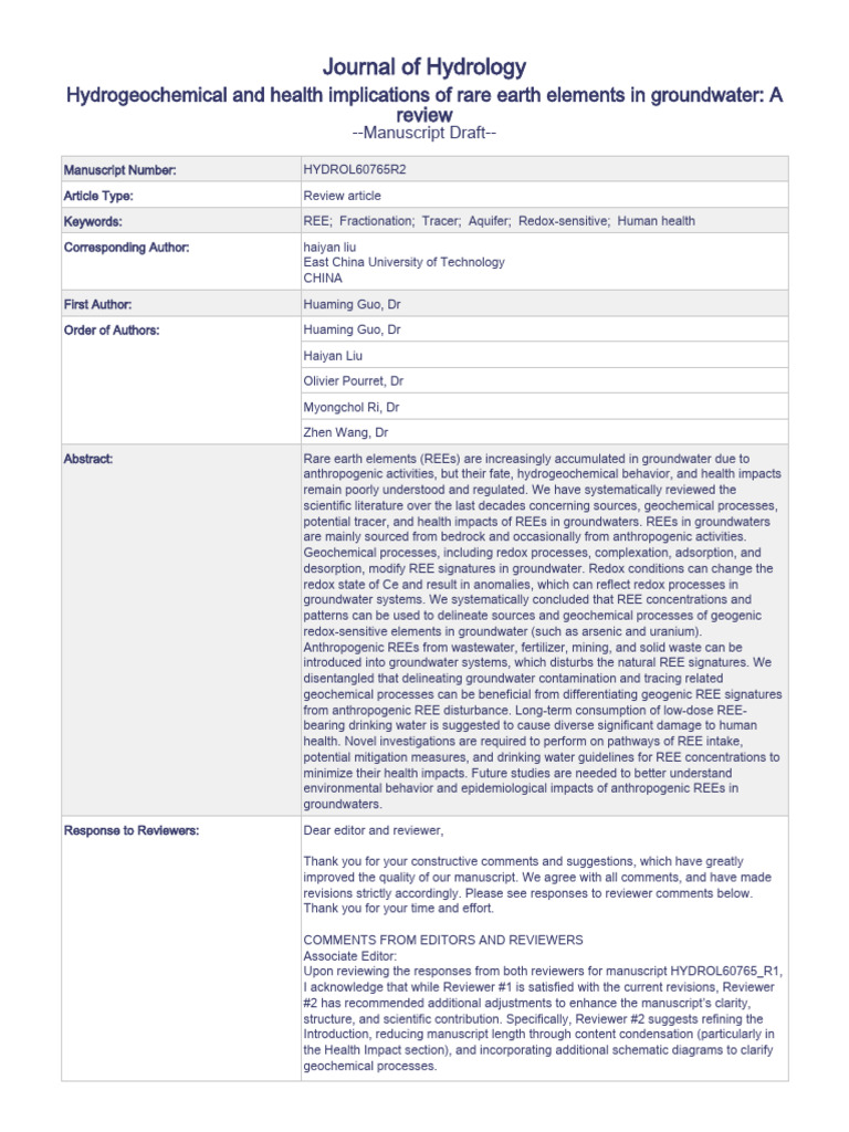Health Risks of Rare Earth Elements in Groundwater | PDF | Groundwater ...