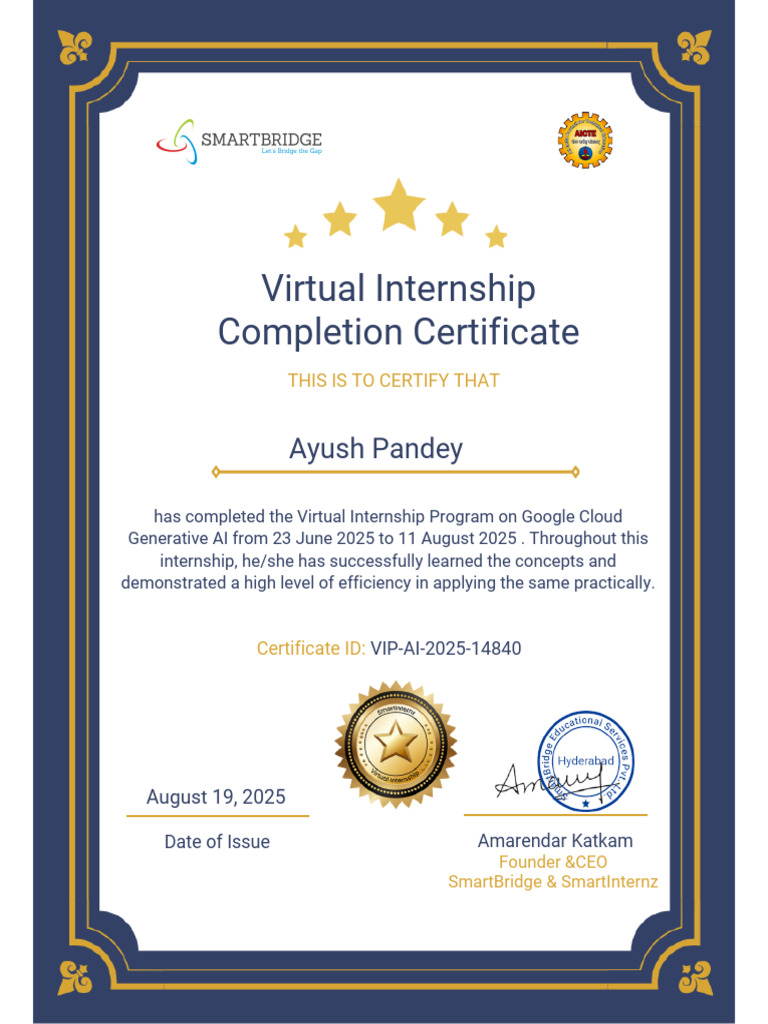 Google Cloud AI Internship Certificate | PDF