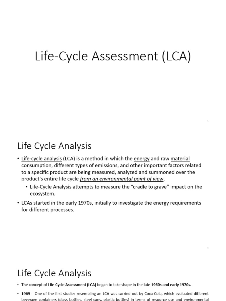 Understanding Life Cycle Assessment (LCA) | PDF | Life Cycle Assessment ...