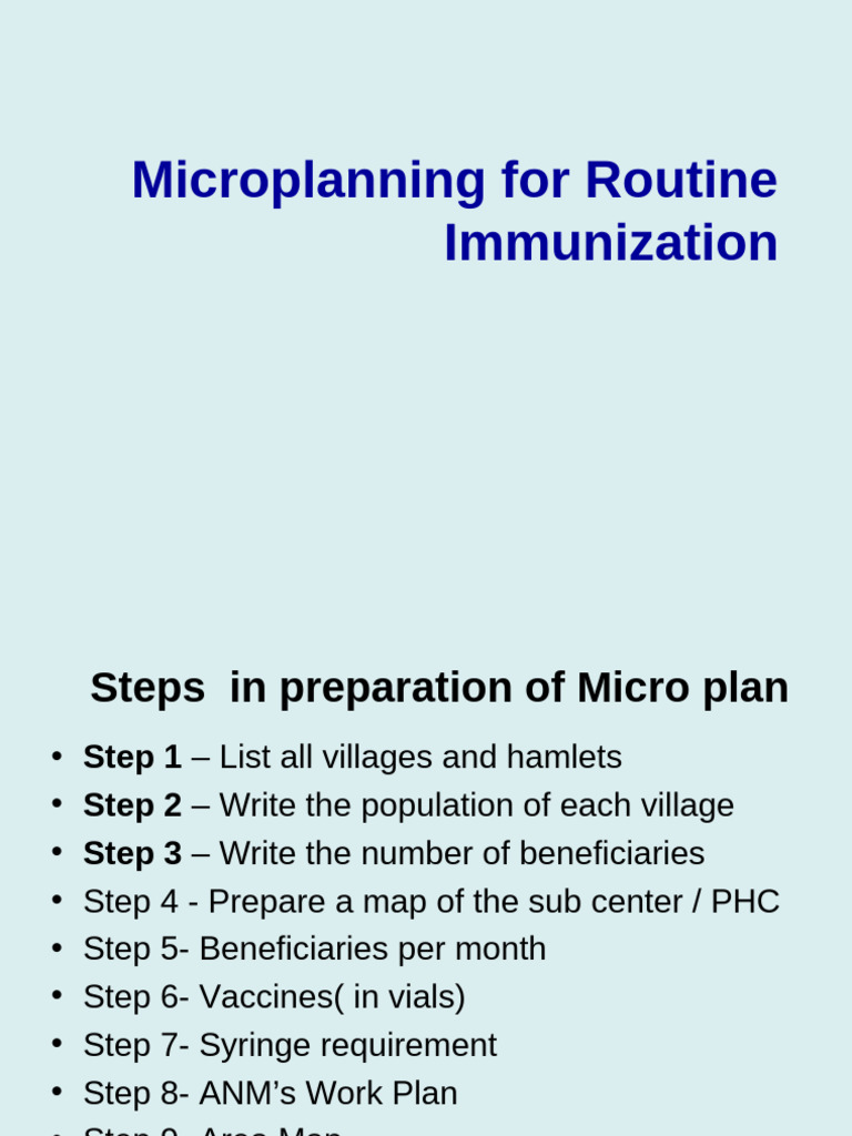Microplanning Steps for Immunization | PDF | Drugs | Viral Diseases