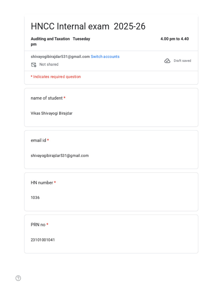 HNCC Internal Exam 2025-26 | PDF