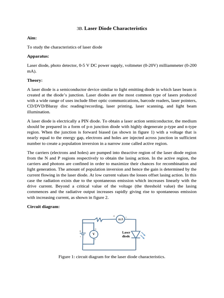 3B. Laser Diode Characteristics | PDF | Laser Diode | Laser