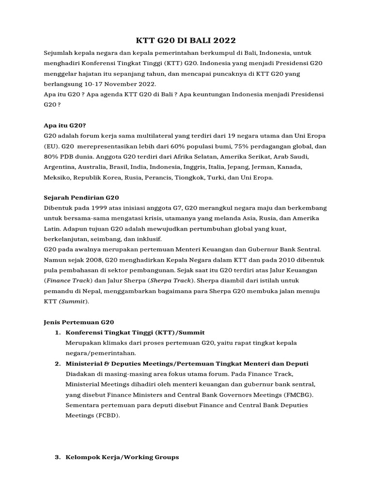 KTT g20 Di Bali 2022 | PDF