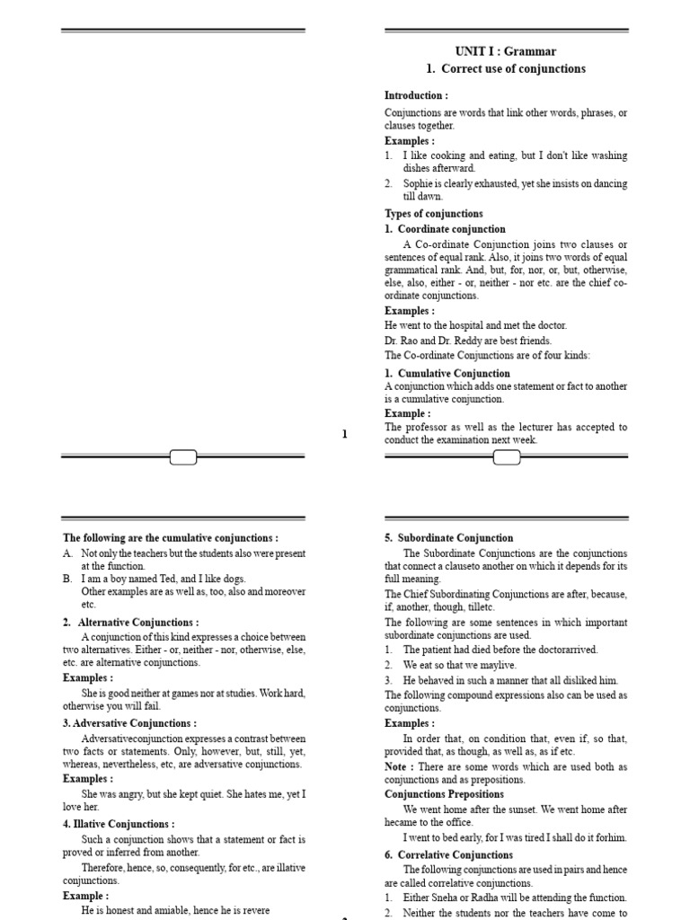 Correcting Conjunction Errors | PDF | Adjective | Noun