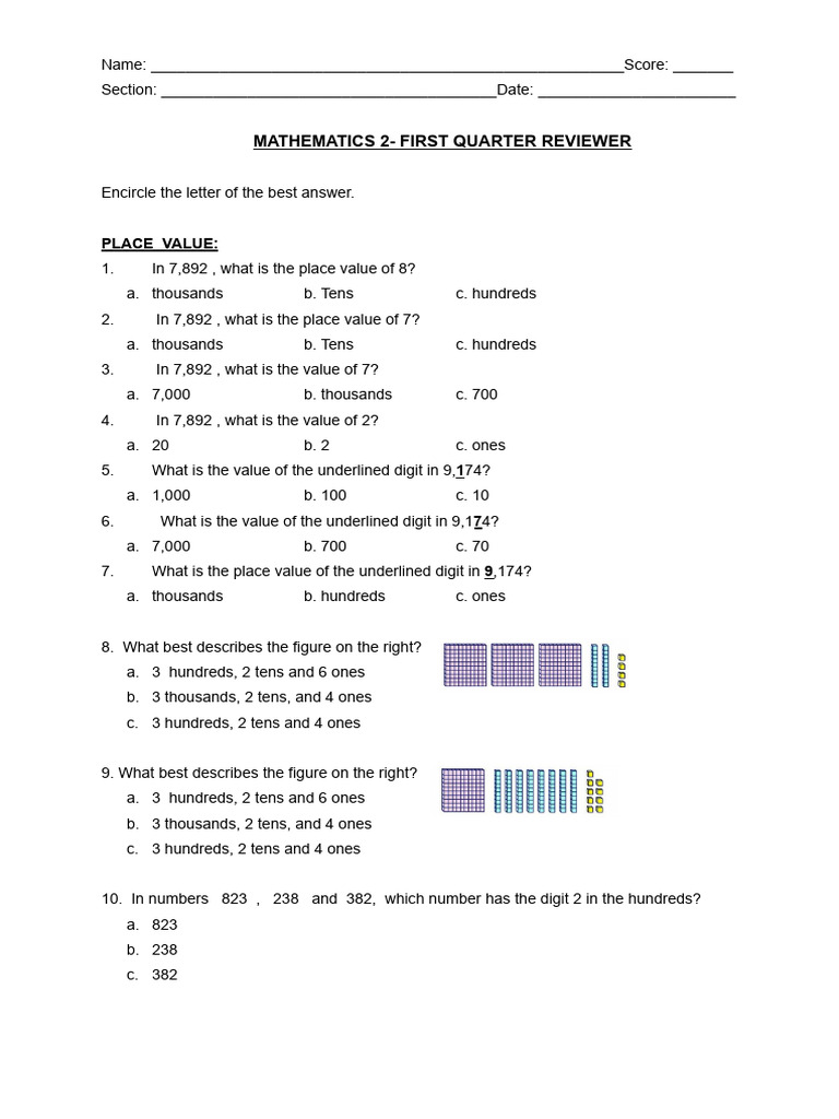 Mathematics 2 - First Quarter Reviewer | PDF | Chess | Chess Theory