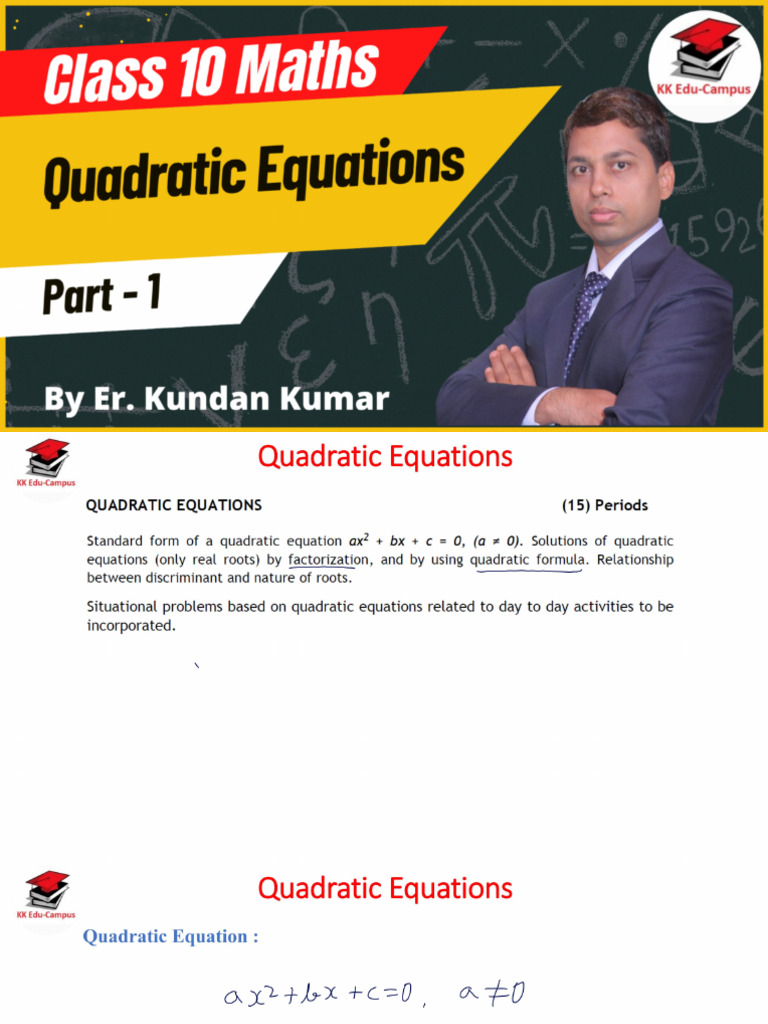 Class 10 - Quadratic Equations | PDF
