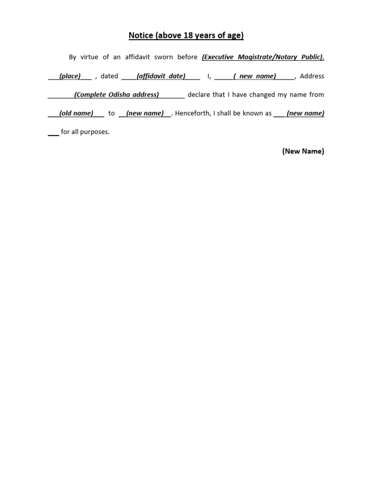 Name Change Affidavit Template | PDF