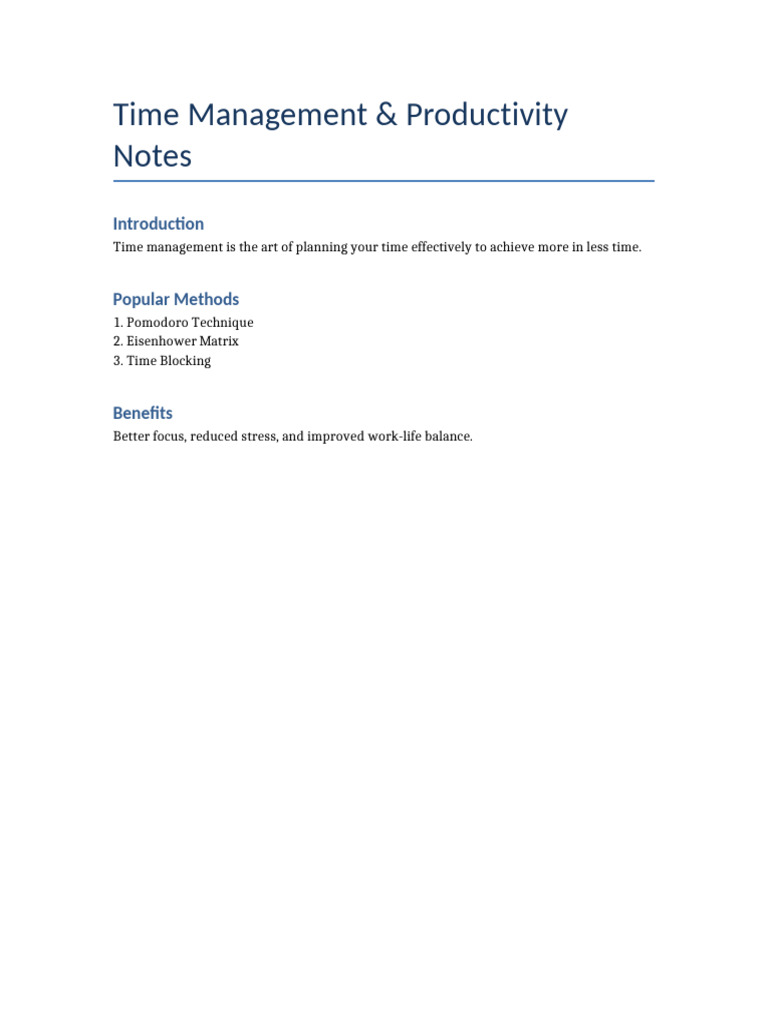 Effective Time Management Techniques | PDF