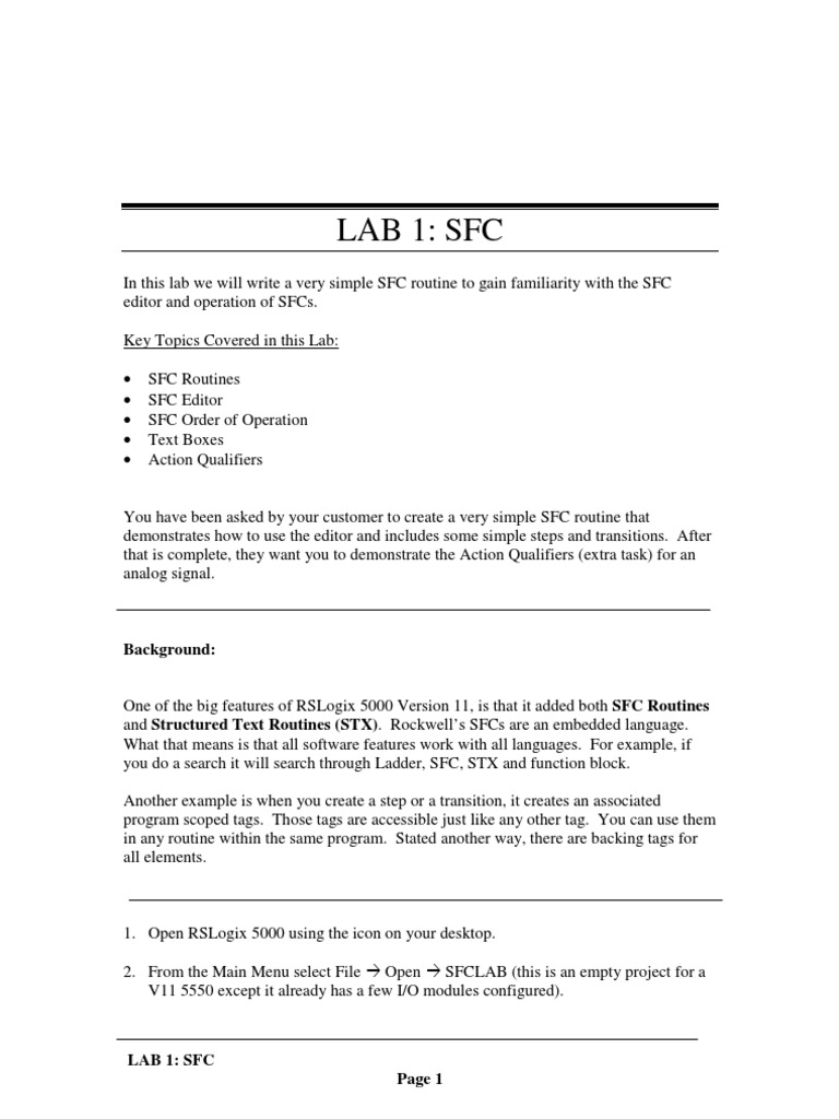 Simple SFC Routine Lab Guide | PDF | Icon (Computing) | Switch