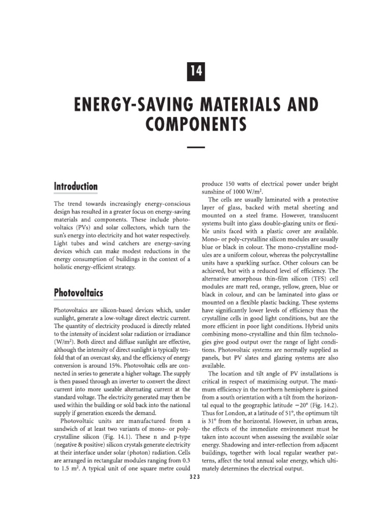 Energy Saving Materials & Components | PDF