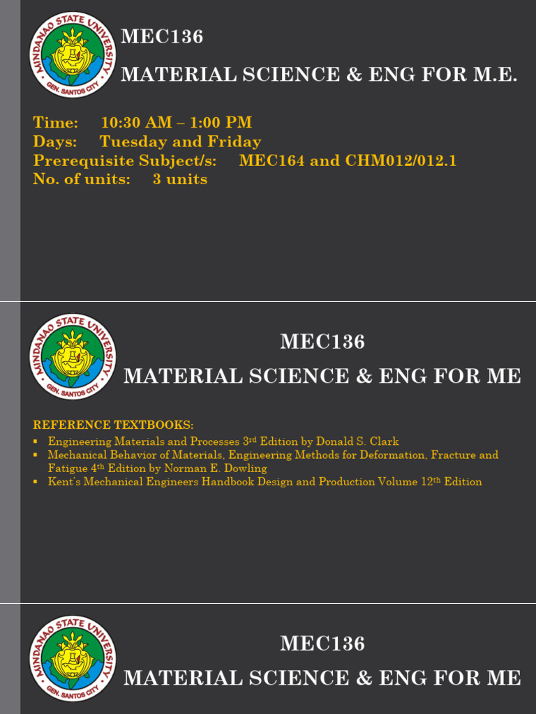 Material Science & Engineering Course Details | PDF | Atoms | Metals