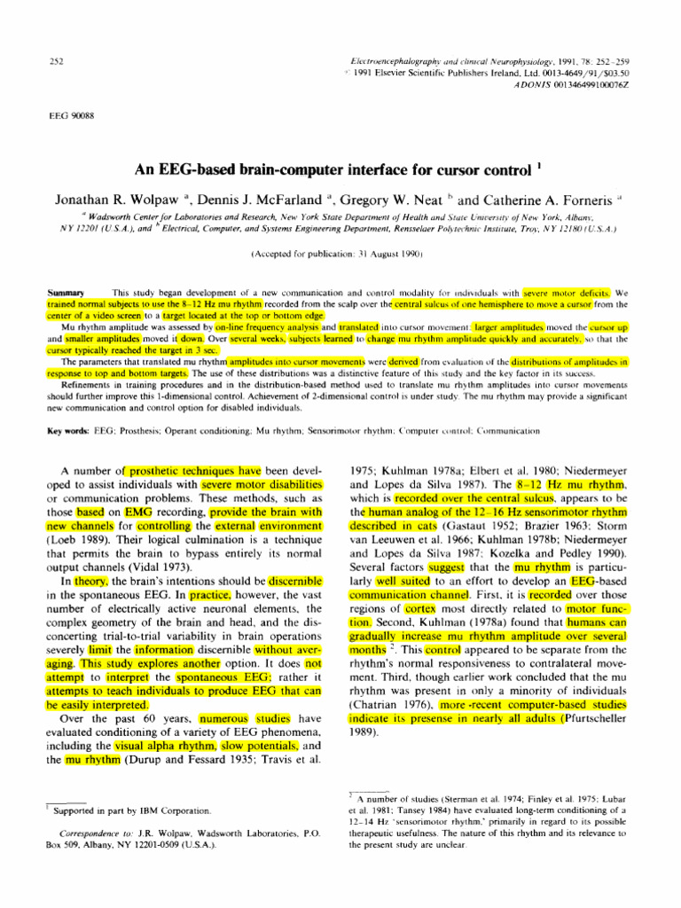 EEG-Based Cursor Control Interface | PDF | Electroencephalography