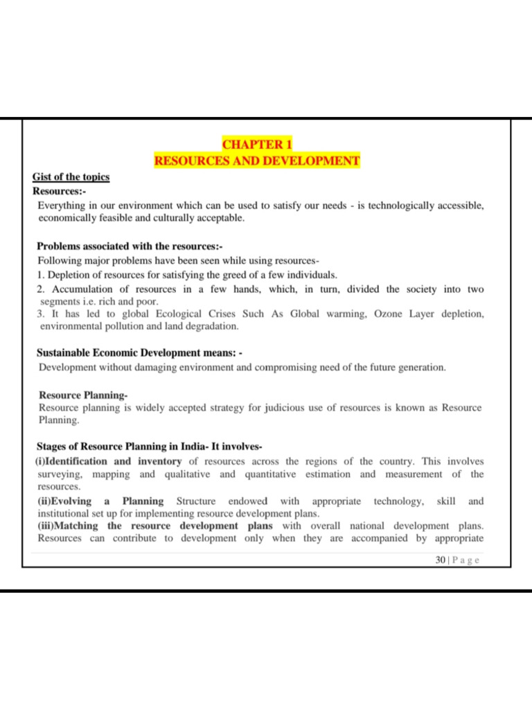 Geography Chapter 1 Resources and Development | PDF