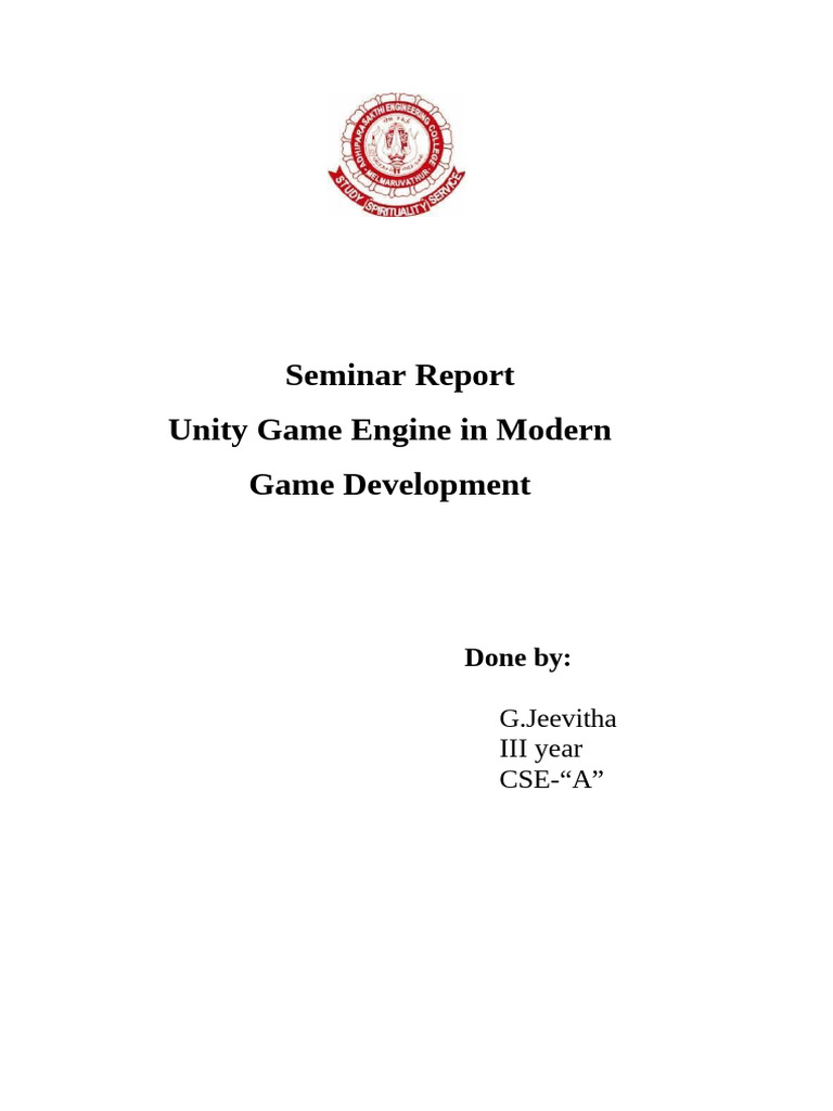 Seminar Report | PDF | Unity (Game Engine) | 3 D Computer Graphics