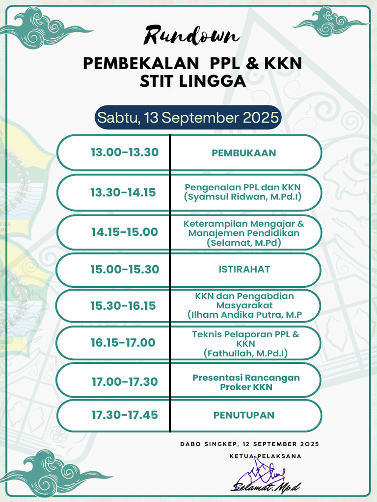 Rundown Pelatihan PPL & KKN 2025 | PDF